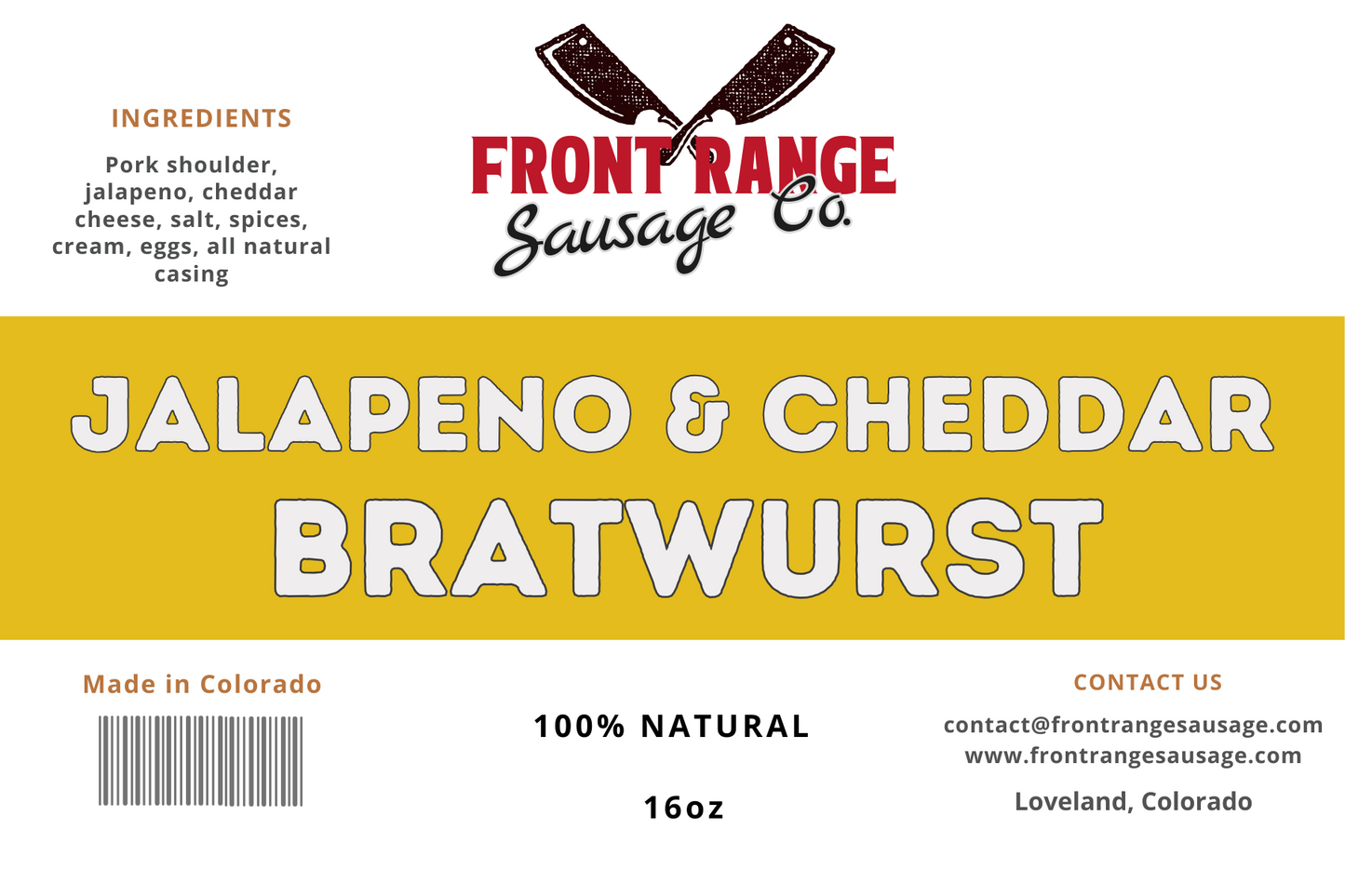 Jalapeno & Cheddar Bratwurst